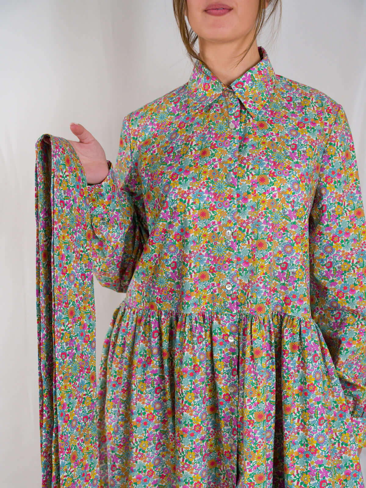 Sofia Dress in Blue Crepe de Chine