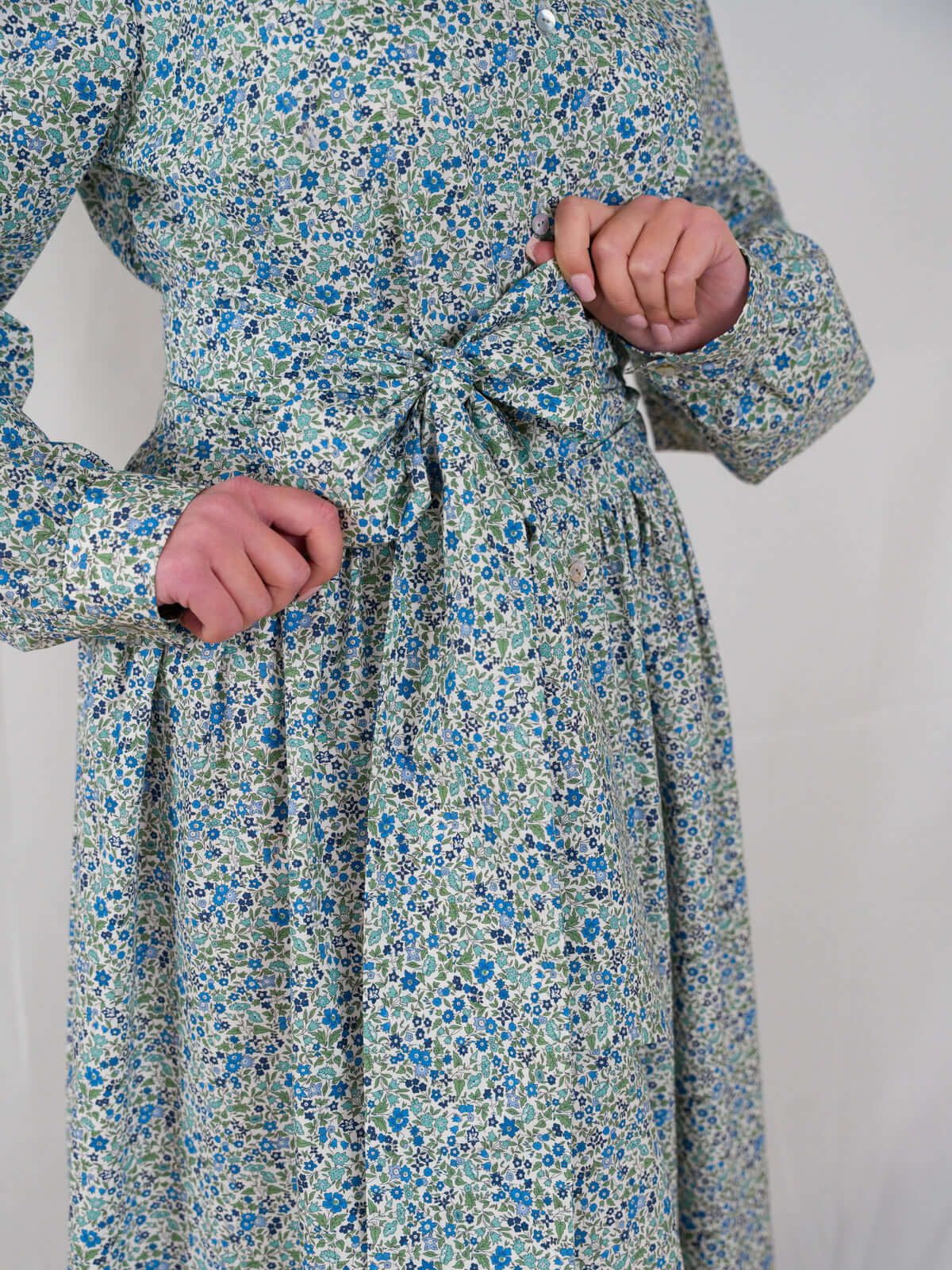 Sofia Dress in Blue Crepe de Chine