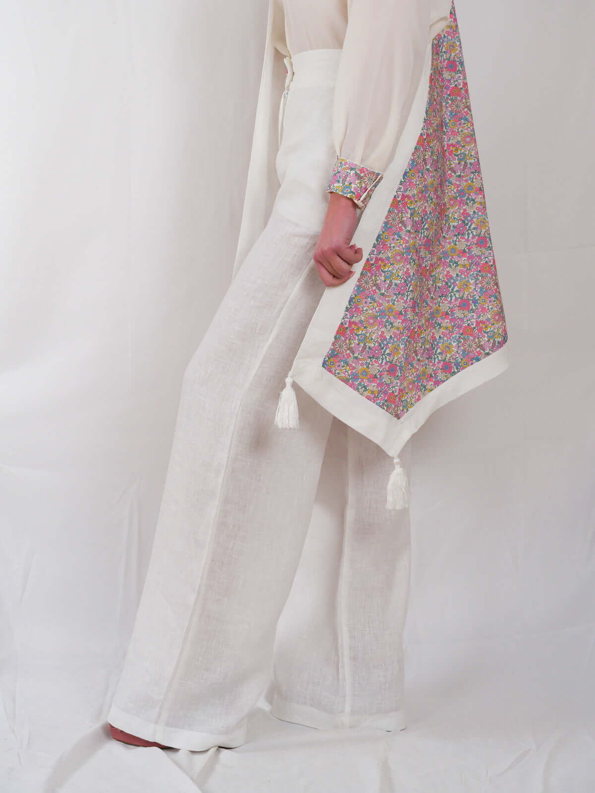 Pantaloni Margaret in lino con dettagli Liberty | Floralia