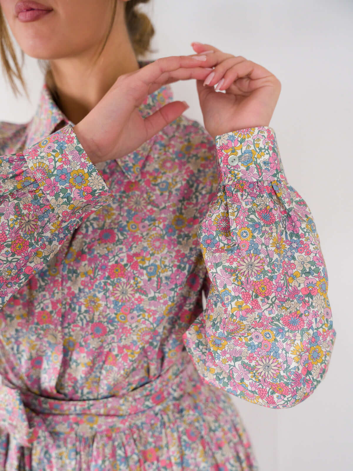 Sofia Dress in Blue Crepe de Chine