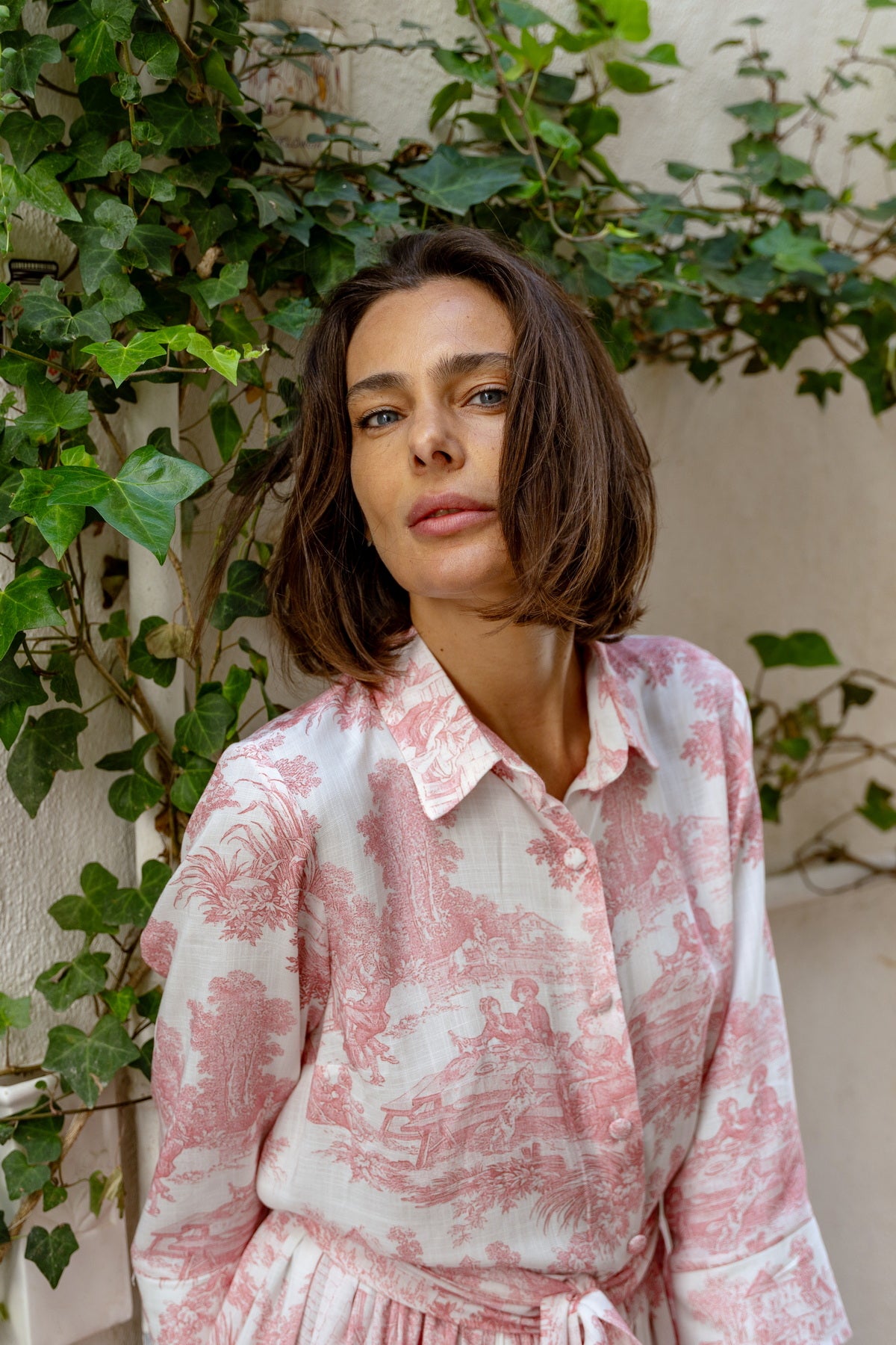Abito Sofia stampa in Toile de Jouy rosa