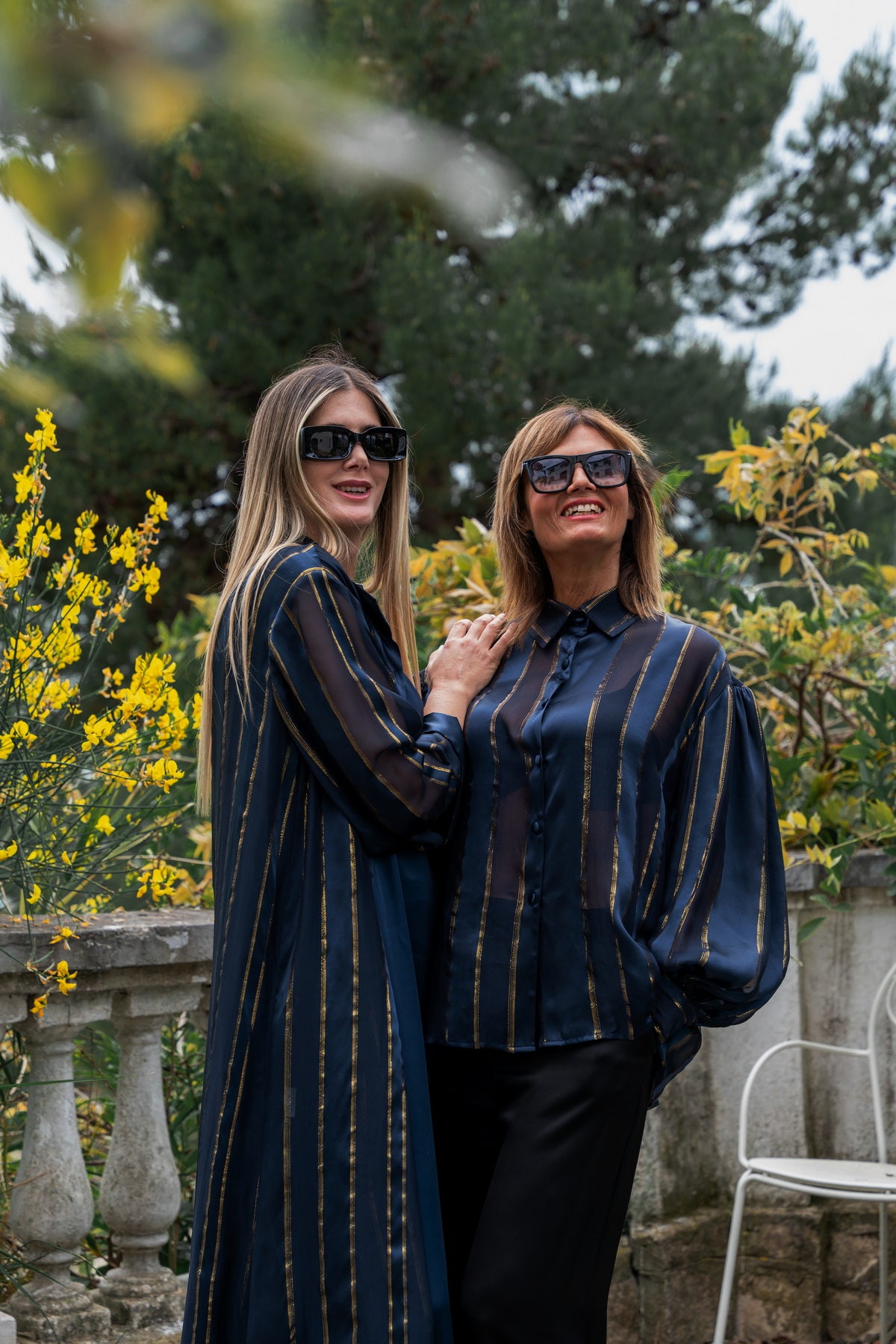 Camicia Ale in Raso di Seta blu
