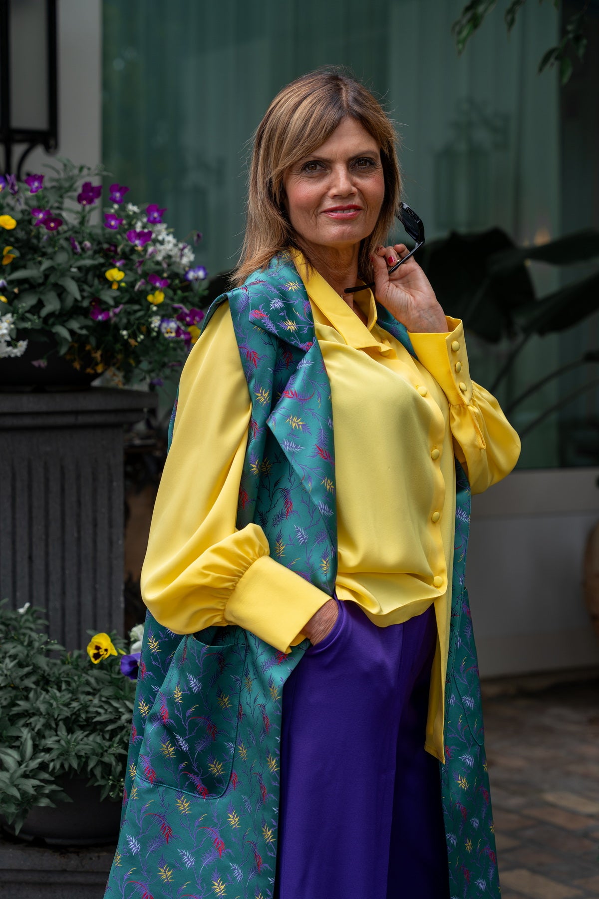 Pantalone Marlene in viscosa viola