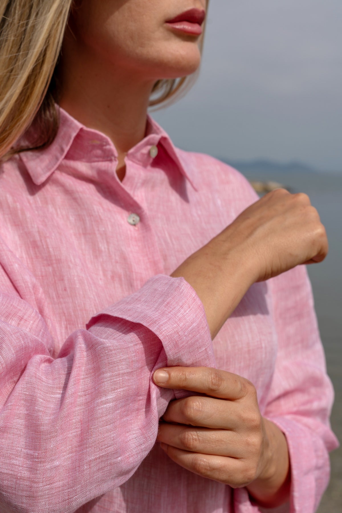 Camicia Capri in lino rosa