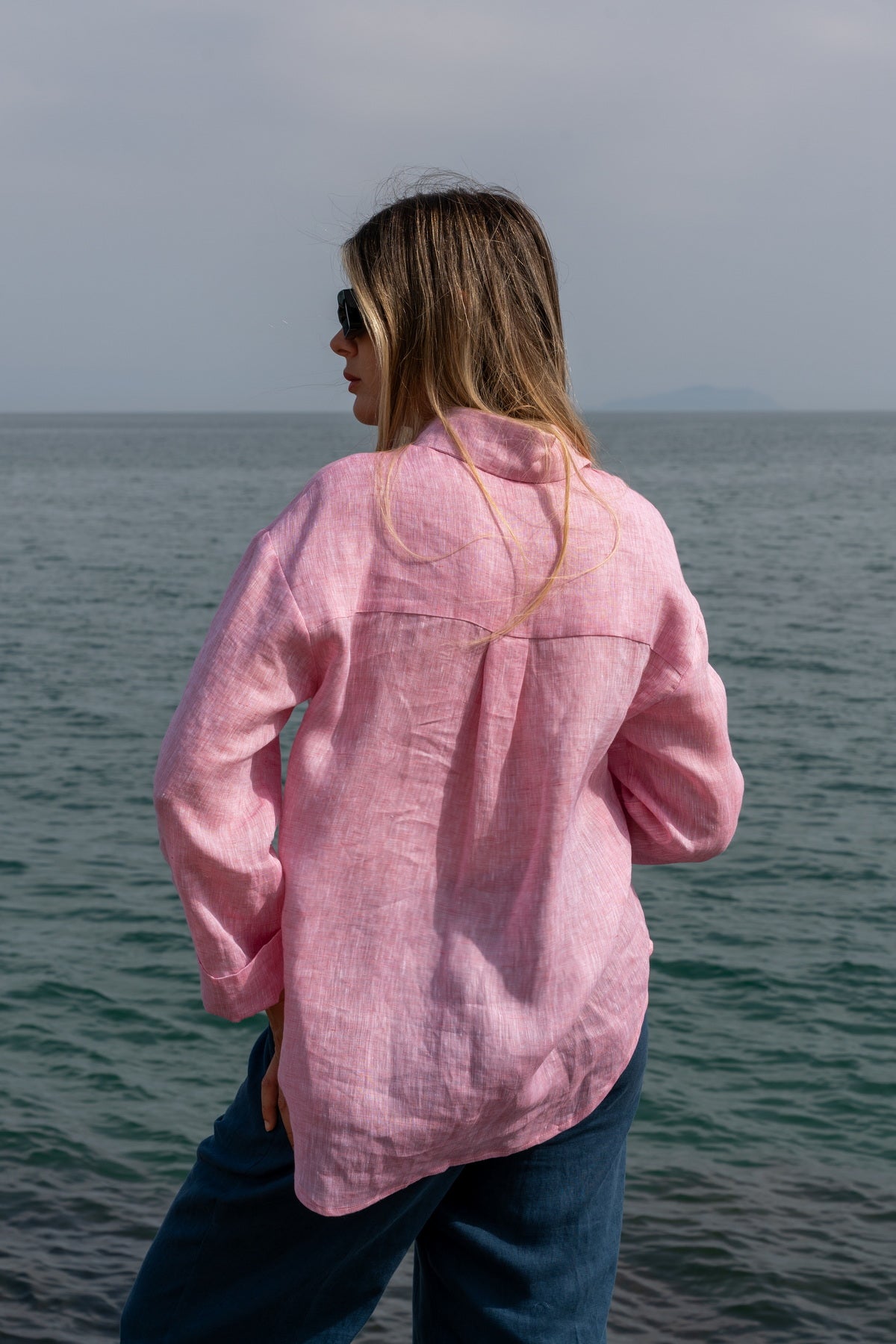 Camicia Capri in lino rosa
