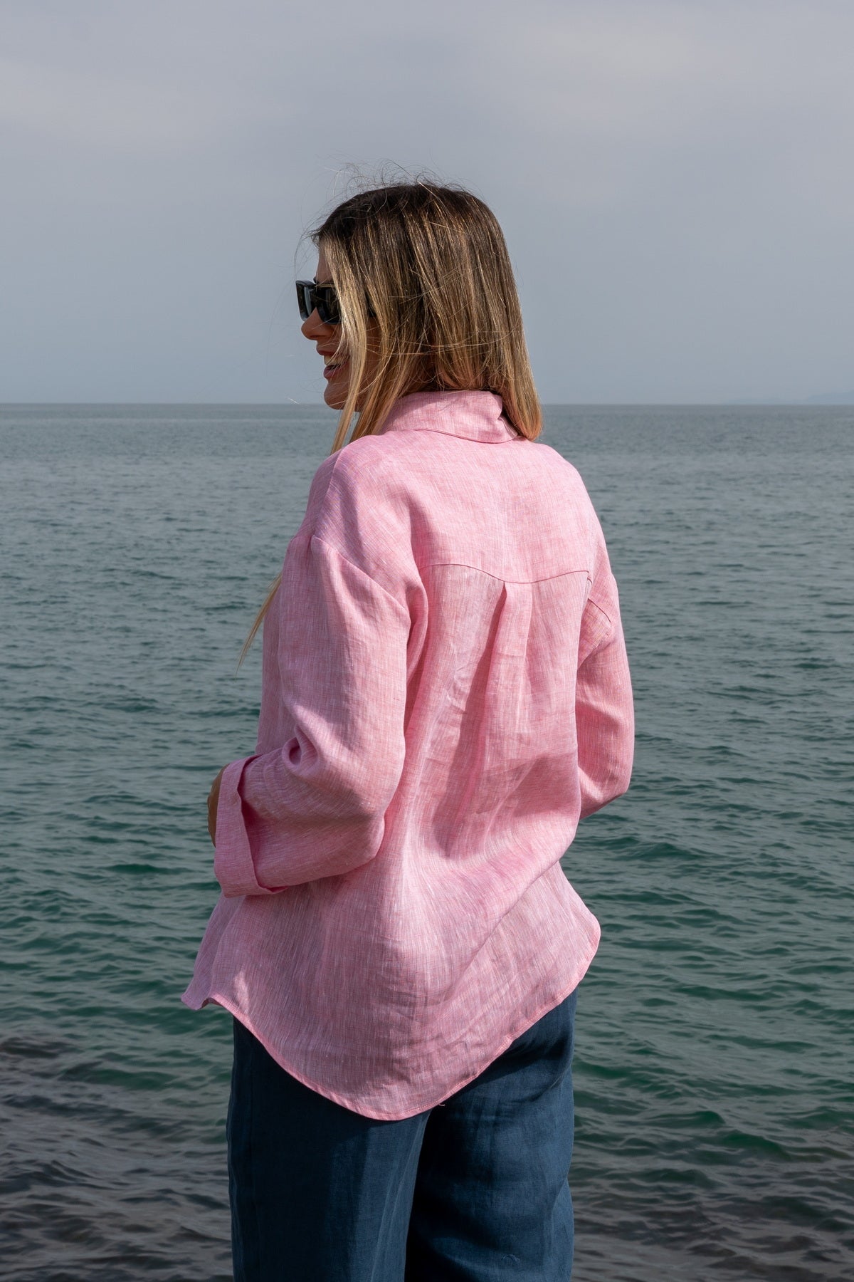 Camicia Capri in lino rosa