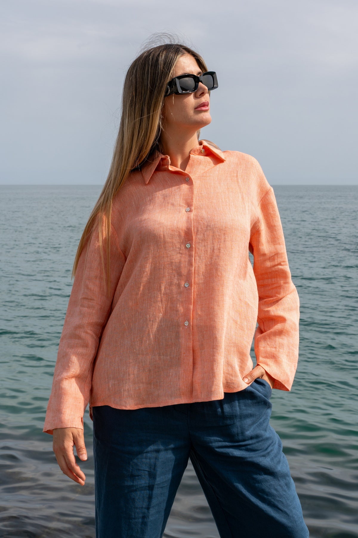 Camicia Capri in lino pesca