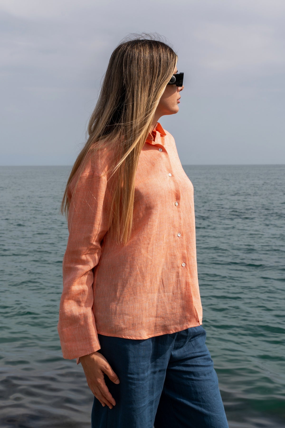 Camicia Capri in lino pesca