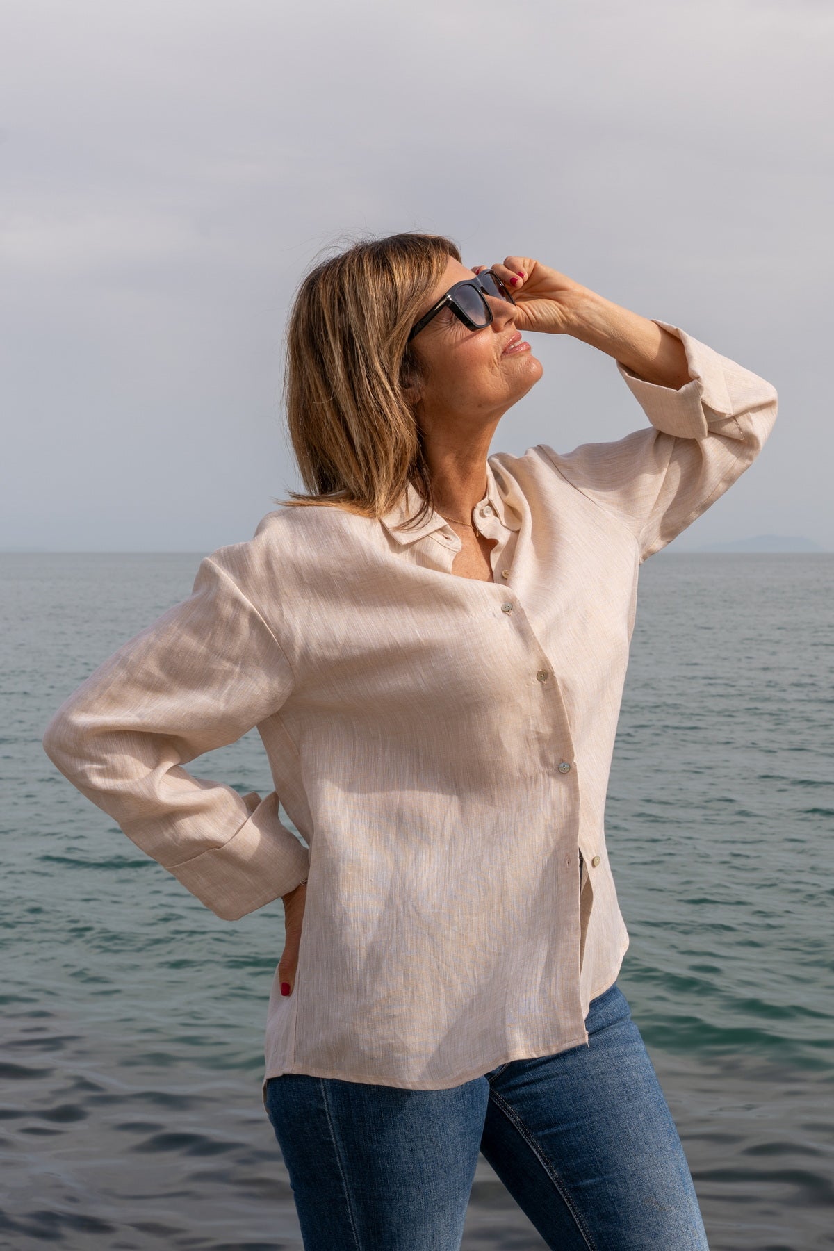 Camicia Capri in lino avorio