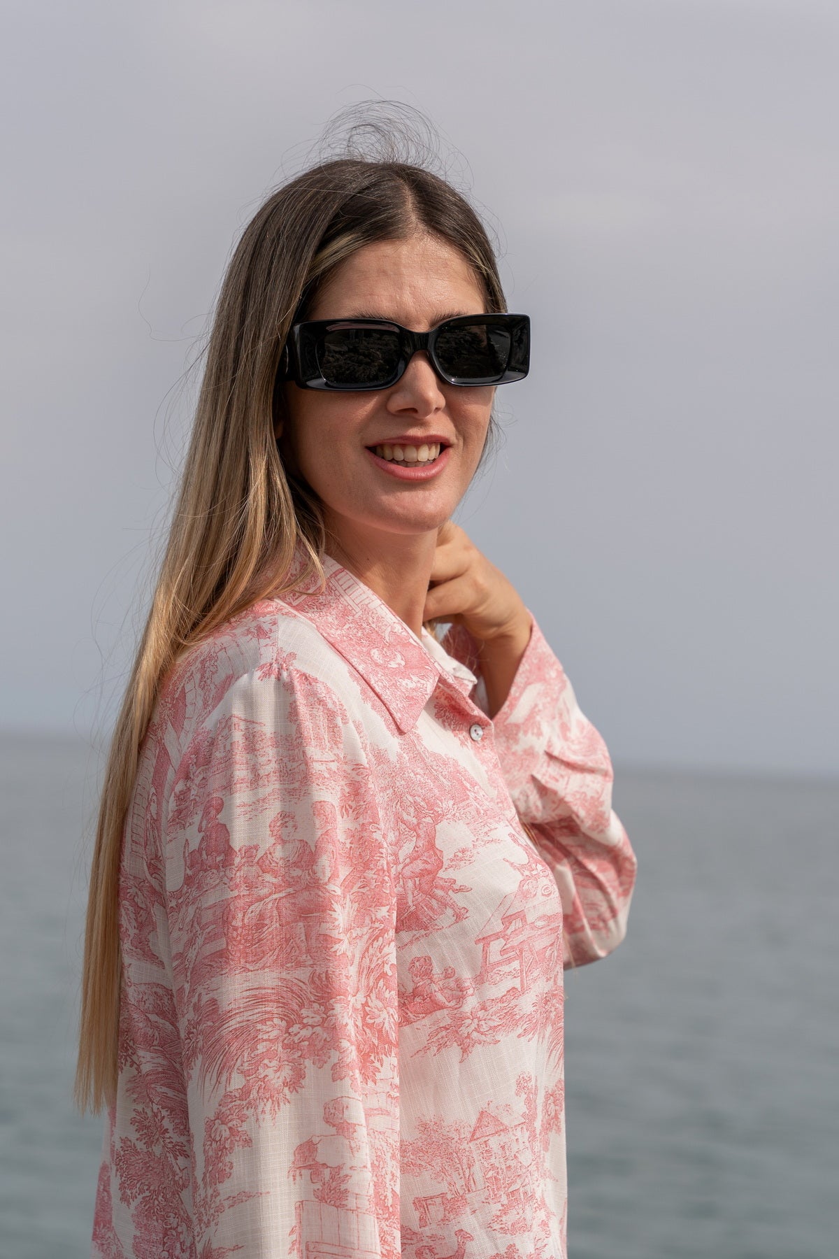 Camicia Elisabeth in Toile de Jouy rosa