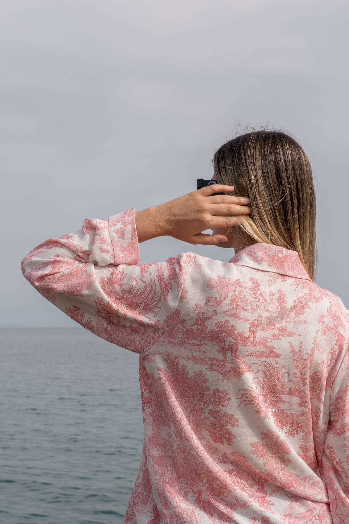 Camicia Elisabeth in Toile de Jouy rosa