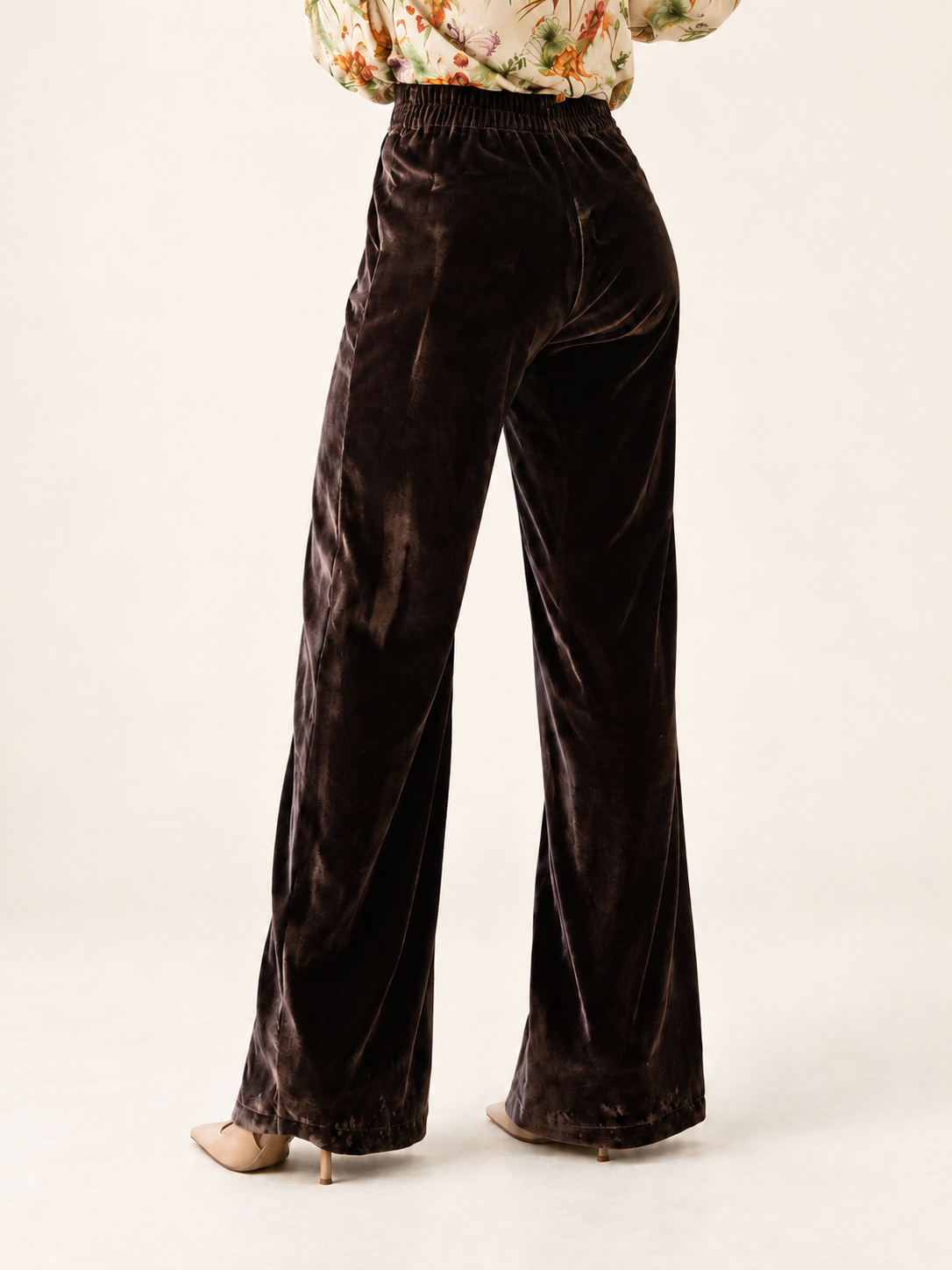 Pantalone Ottavia in velluto  marrone   | Floralia Eterna