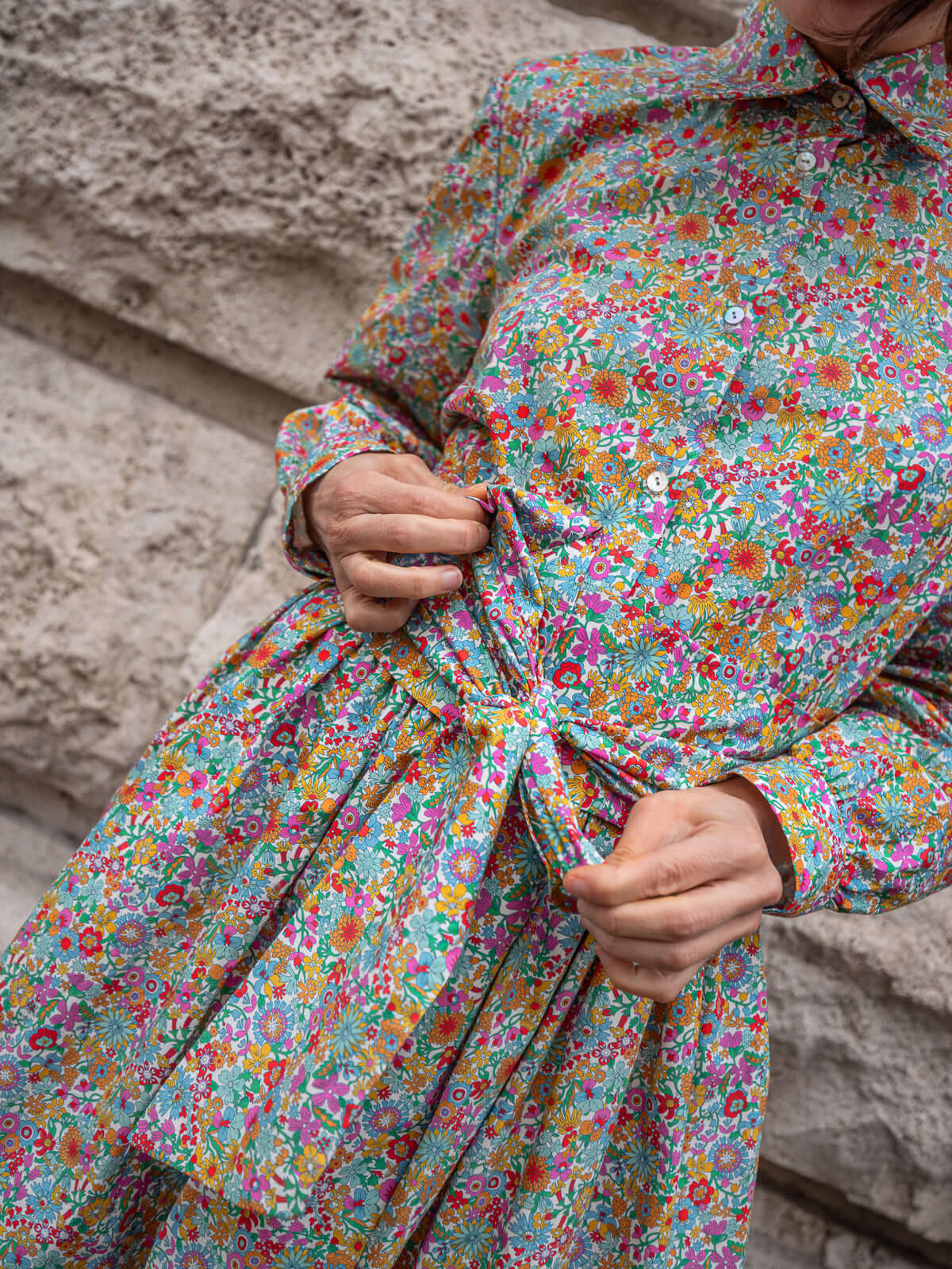 Sofia Dress in Blue Crepe de Chine