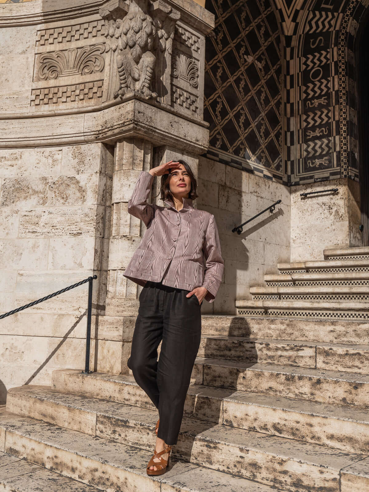 Giacca Calla in Mikado Rosa e Argento | Atelier Floralia