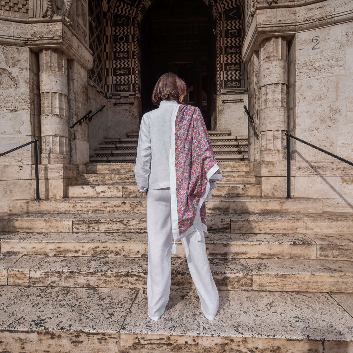 Pantaloni Margaret in lino con dettagli Liberty | Floralia