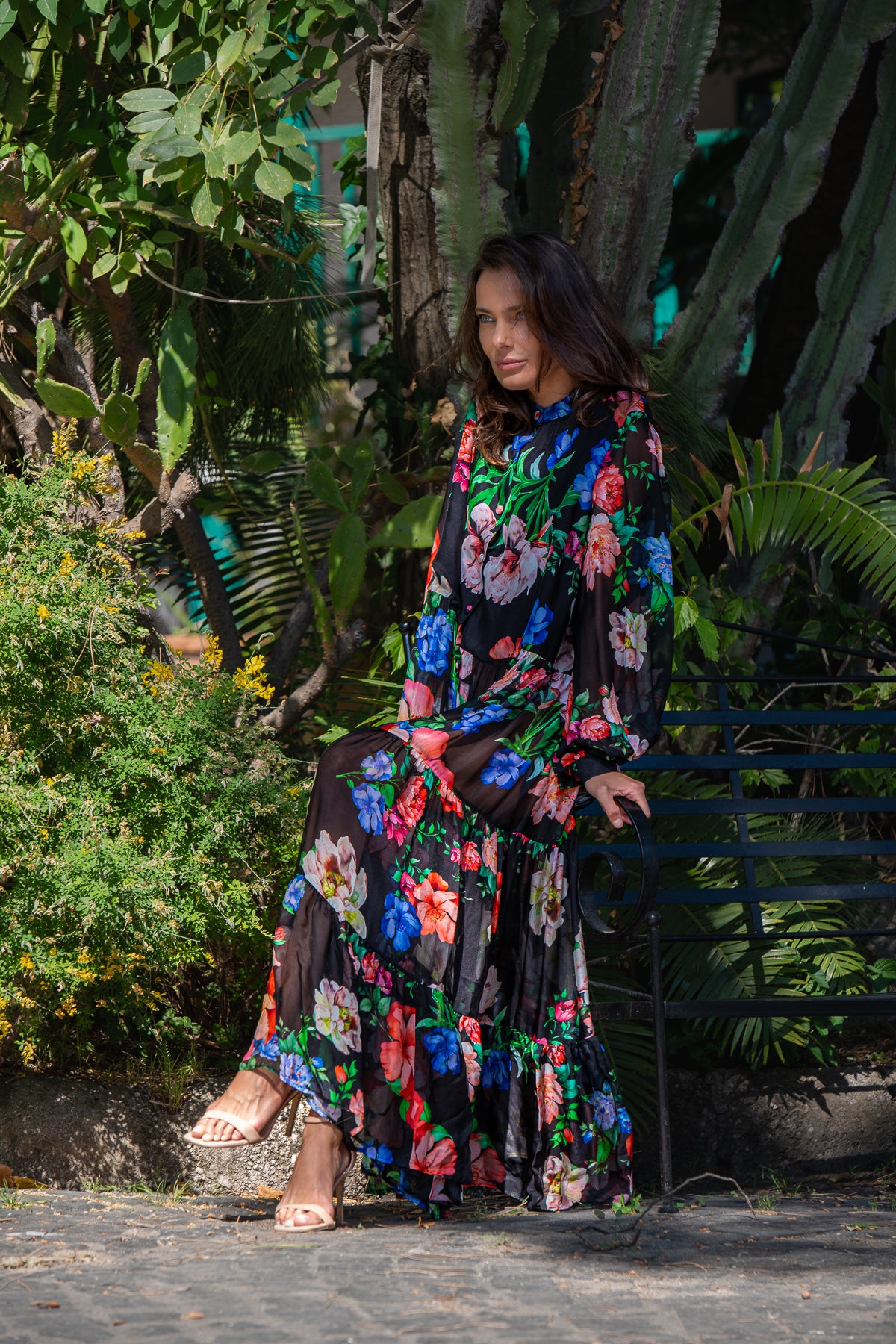 Abito Carla in seta chiffon Giardini di Ninfa