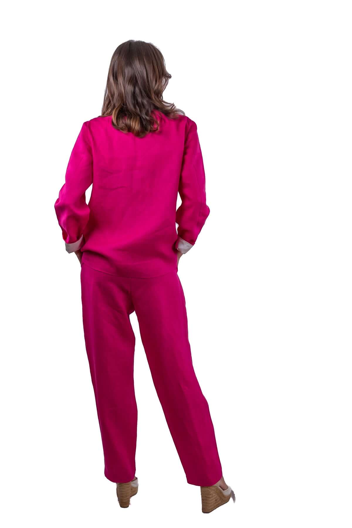 Giacca José in lino fucsia