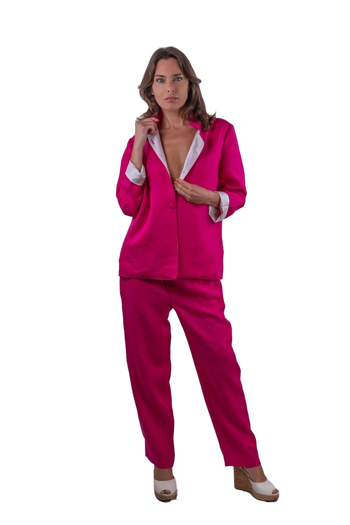 Giacca José in lino fucsia