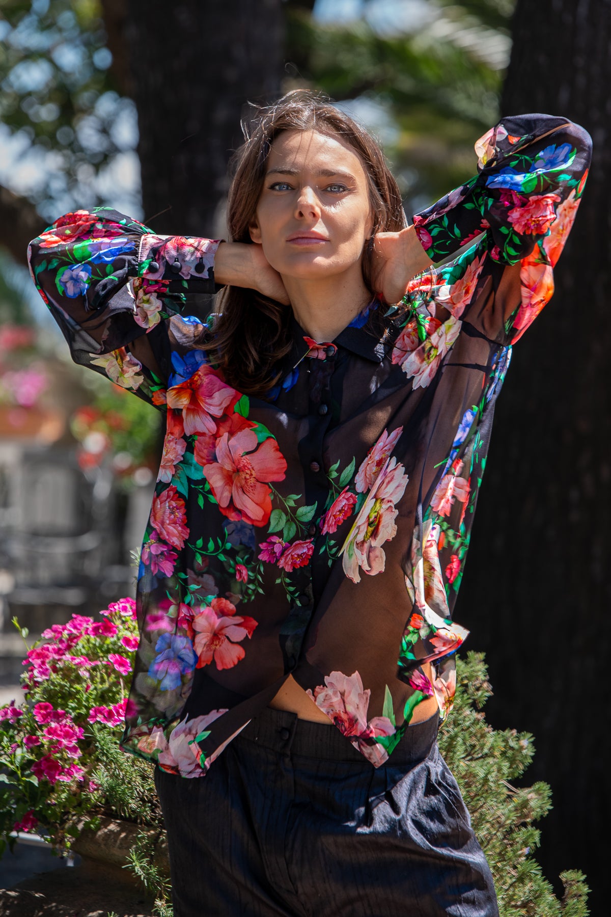 Camicia  Elisabeth: Eleganza senza tempo in chiffon Giardini di Ninfa
