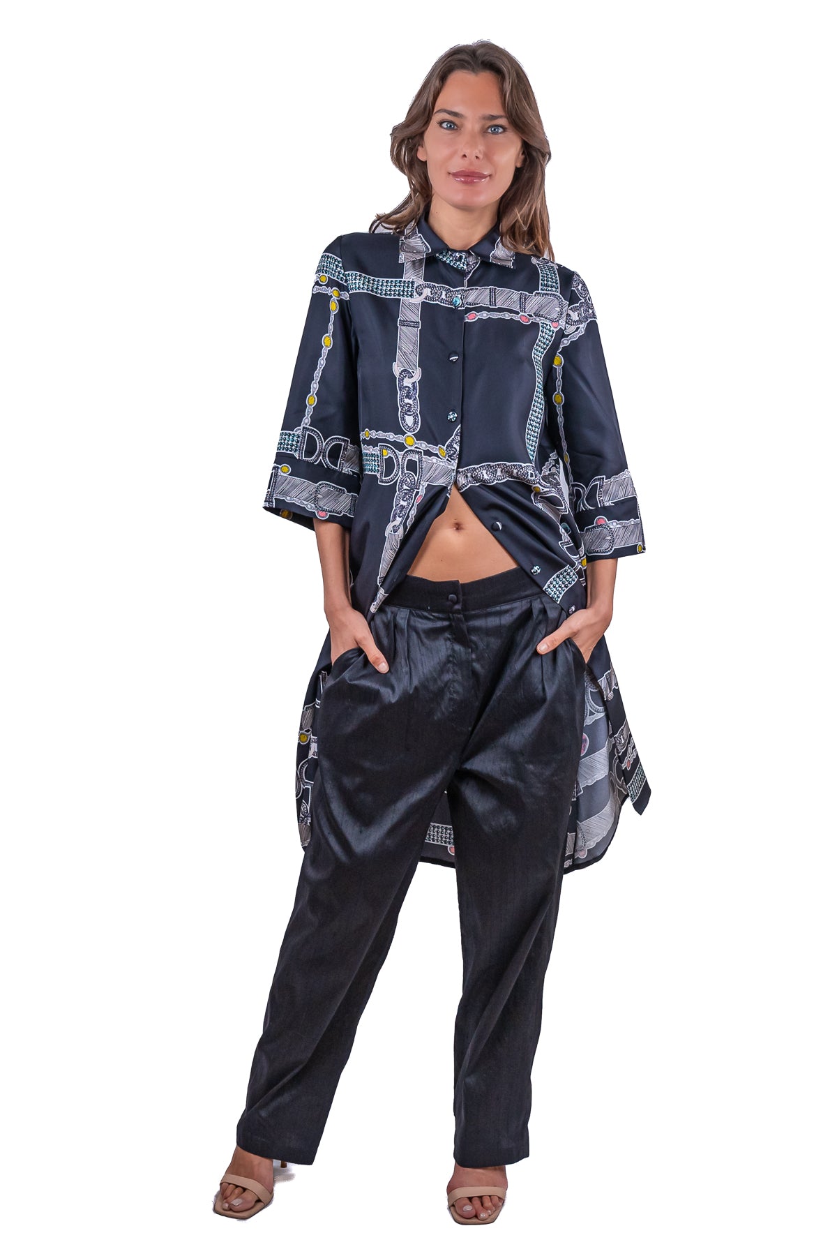 Chemisier Diana Lounghette nero twill di seta