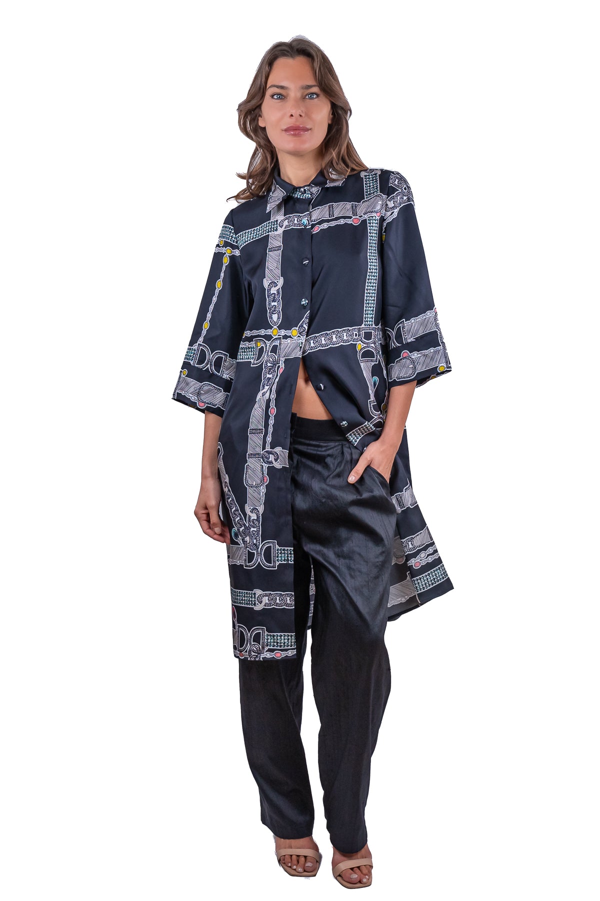 Chemisier Diana Lounghette nero twill di seta