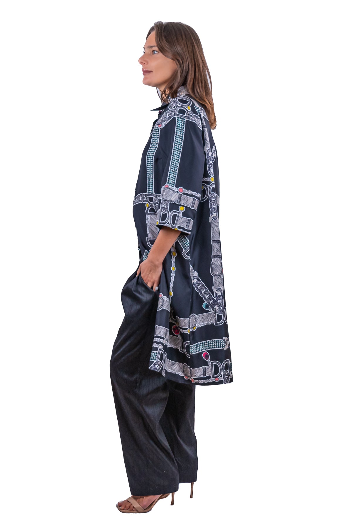 Chemisier Diana Lounghette nero twill di seta