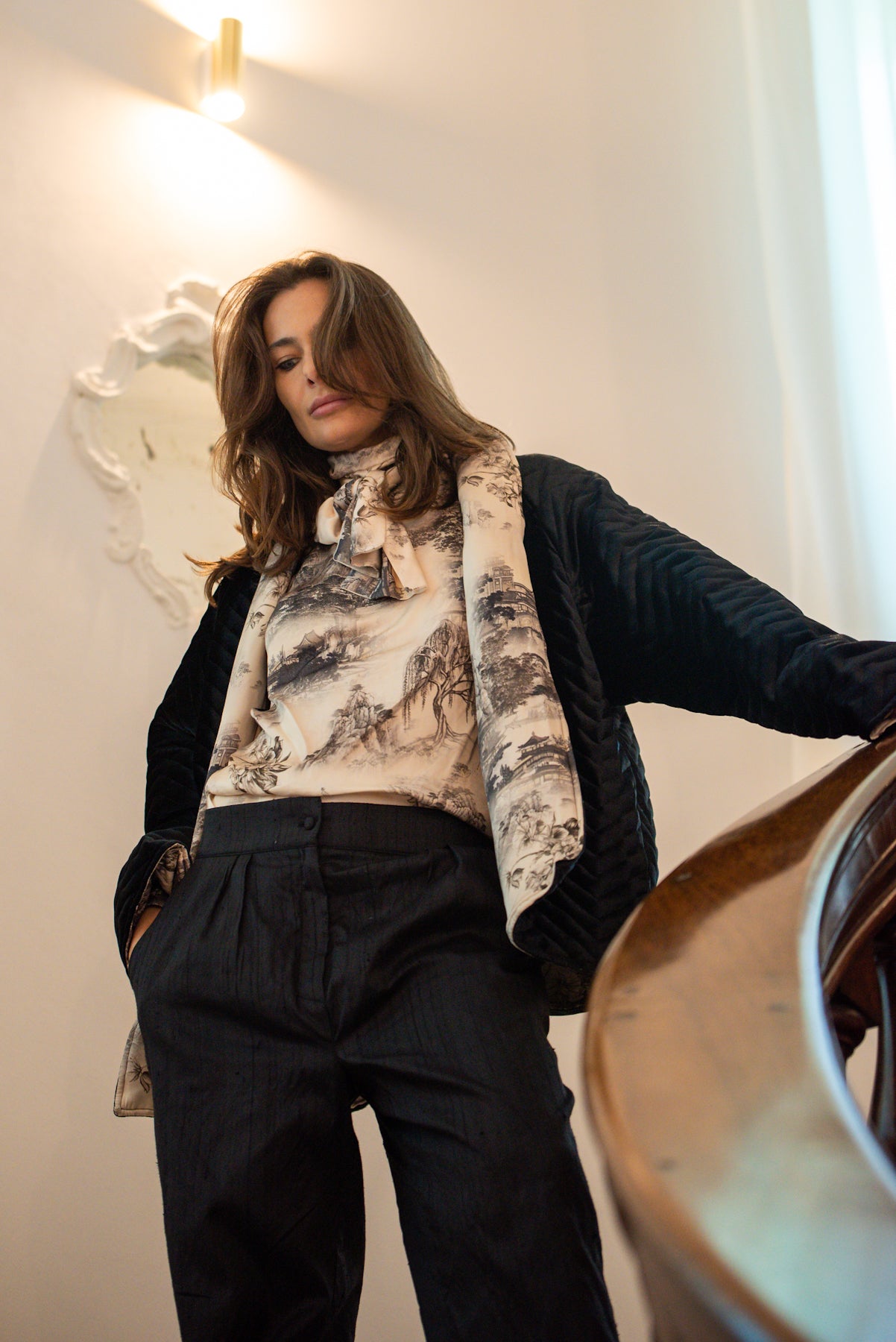 Piumino Reglan Reverso in Velluto e crema Oriente