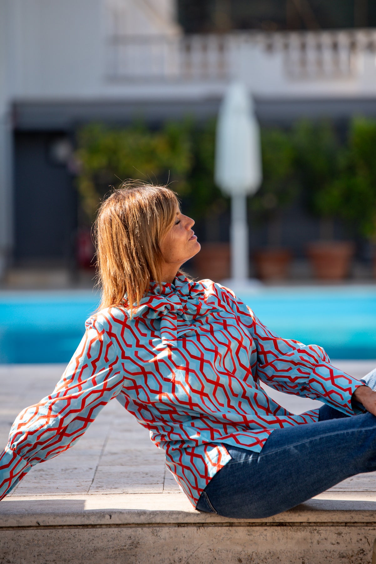 Blusa danza rossa con foulard