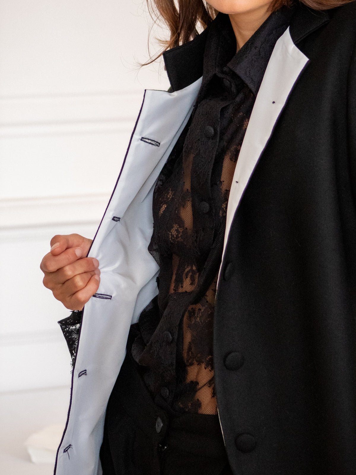 Camicia  in Chantilly nera