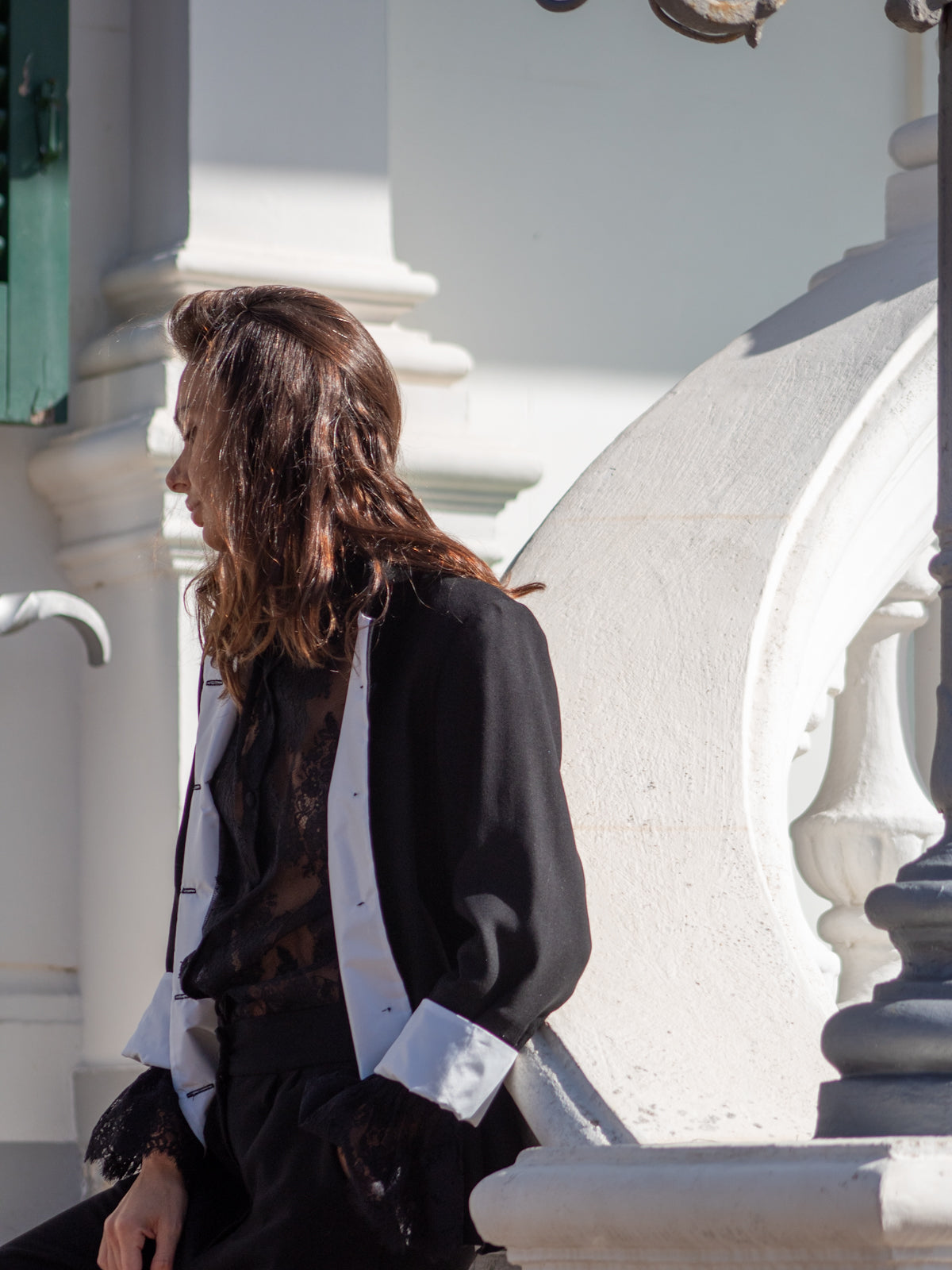 Camicia  in Chantilly nera