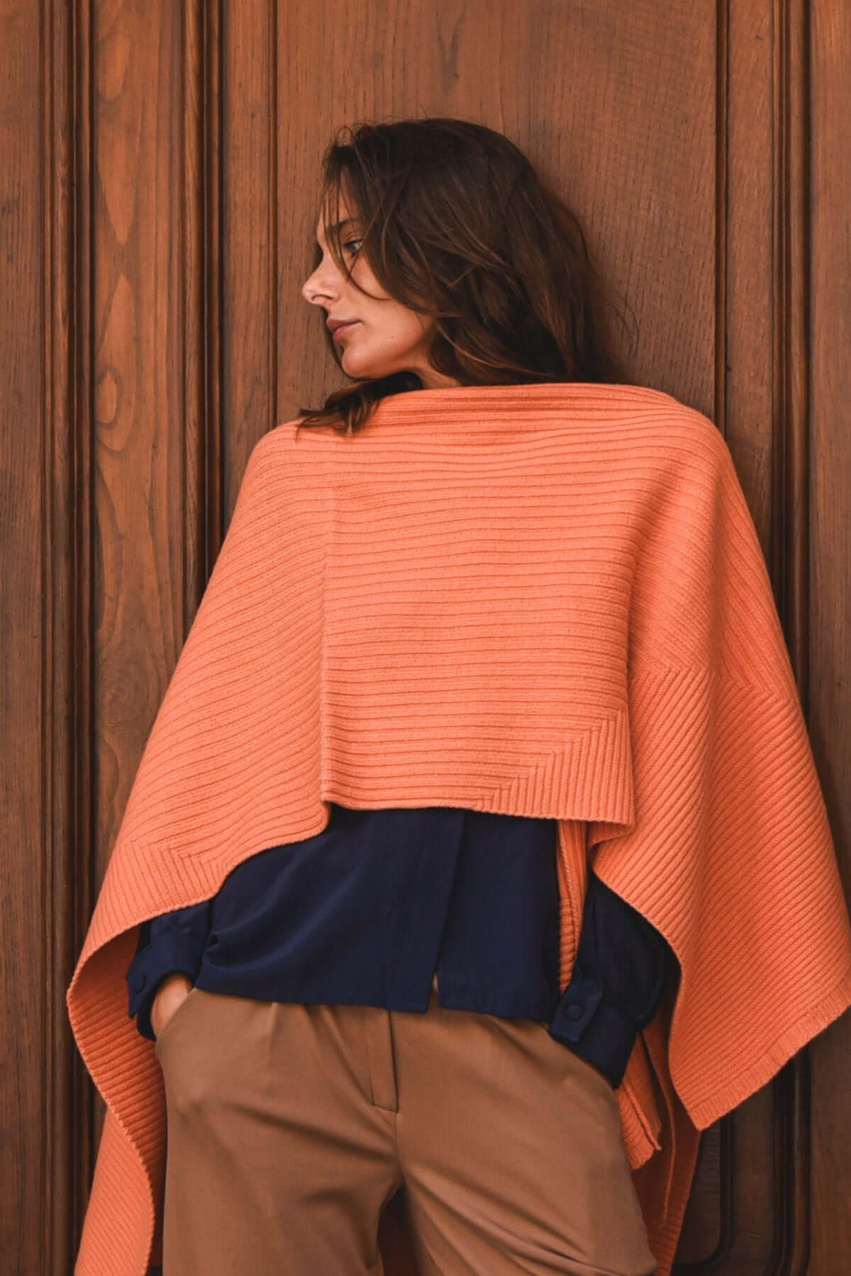 Mantella Grece in Lana arancio