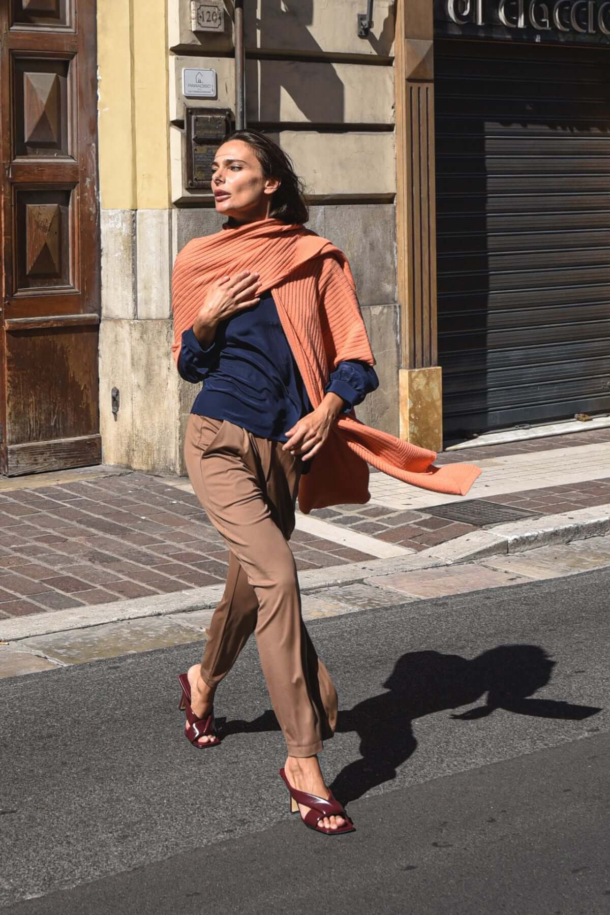 Mantella Grece in Lana arancio