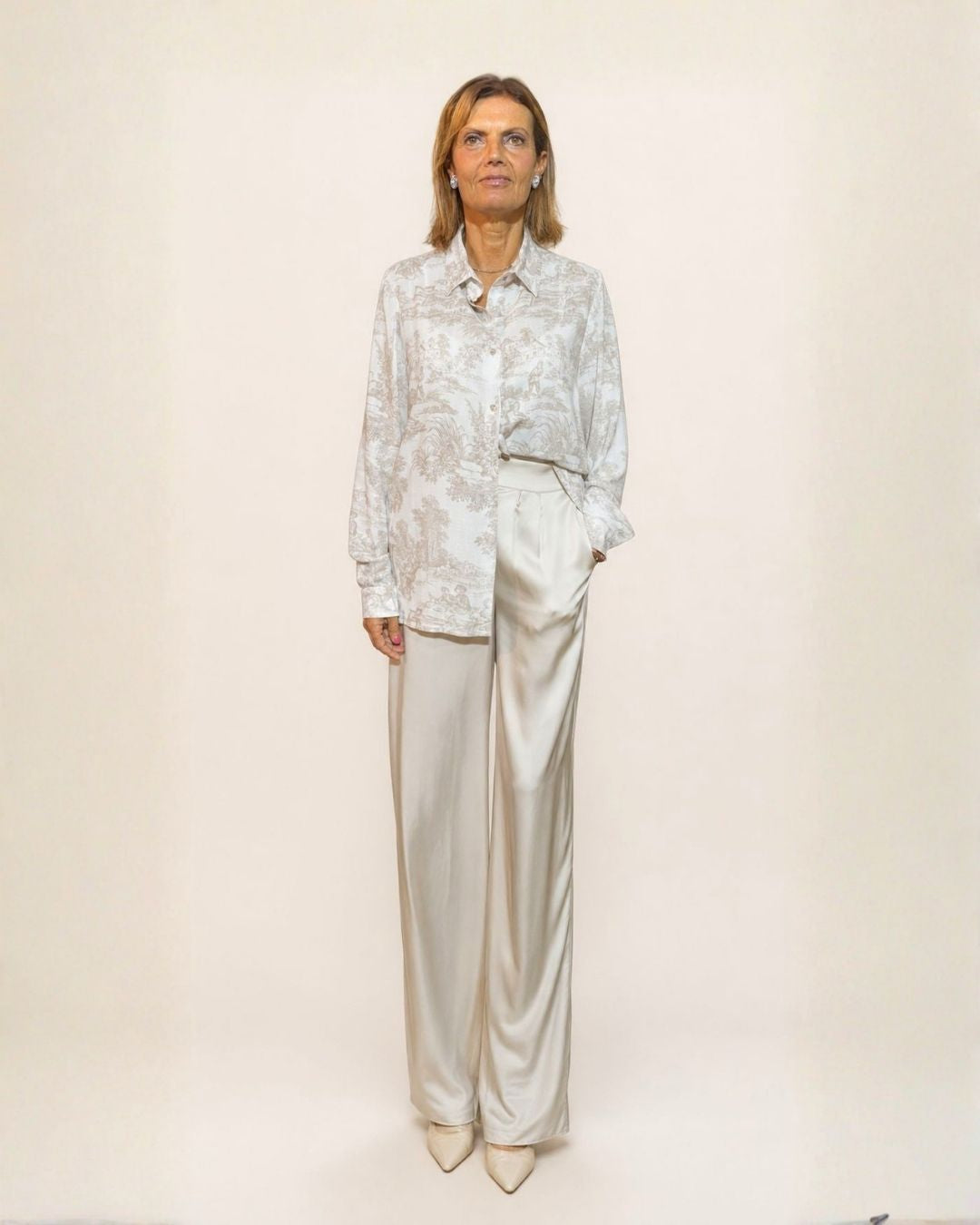 Camicia Elisabeth in Toile de Jouy champagne